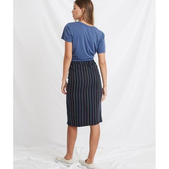 NWT Marine Layer Cecille Skirt in Navy Multi Stripe X-Small - Picture 2 of 8